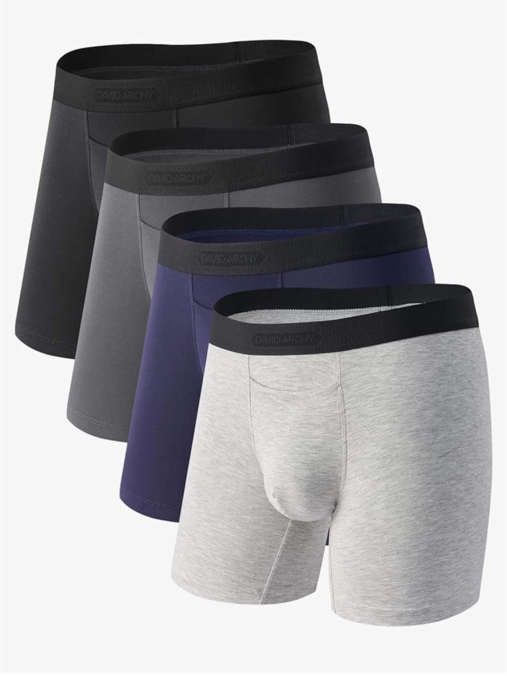 NEW DAVID ARCHY Men's CoreComfort Pouch Boxer Briefs Underwear pack of 4 Sz:M